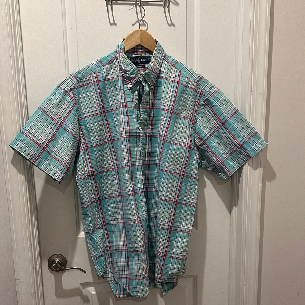 Ralph Lauren Men's Casual Plaid Shirt - Green and Red